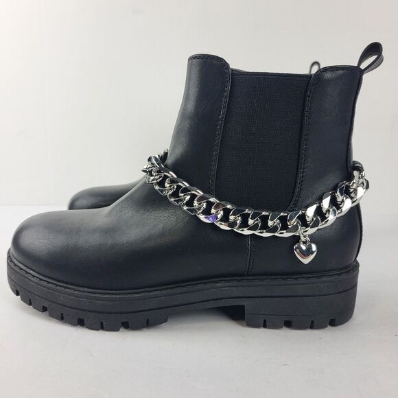 Nordstrom Margot Women’s Chelsea Ankle Boots Black Heart Chain Size 4M - Picture 2 of 13